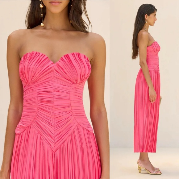 Cult Gaia Ashika Pleated Plisse Strapless Corset Dress Sangria Pink NEW with tag - Picture 9 of 9